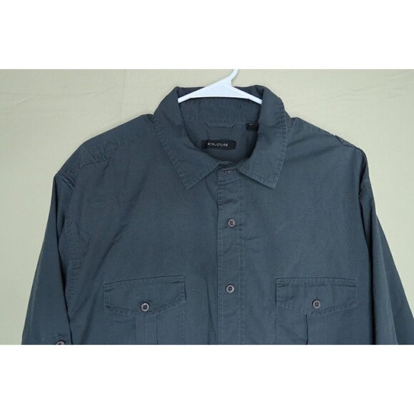Vintage Y2K Structure Men's Shirt XXL Black Long Sleeve Casual Button Down EUC - Picture 3 of 9